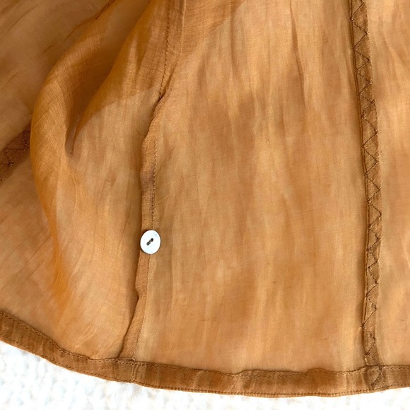 Nadia Boyer Vidal Women XL Embroidered Split Neck Tunic Dress Carmel Long Sleeve - Picture 13 of 13